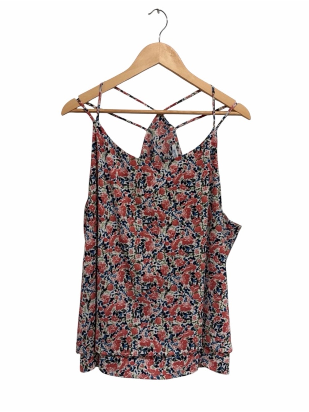 Ricki’s Women’s Floral Sleeveless Double  Spaghetti Strap Tiered Top